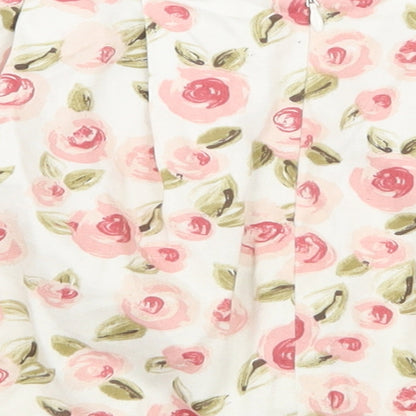 Topshop Womens White Floral  Skater Skirt Size 6