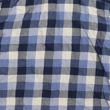 George Mens Blue Check   Button-Up Size M