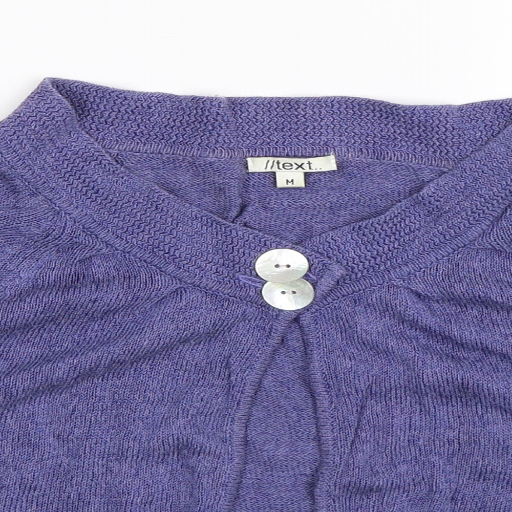 Text Womens Purple  Knit Cardigan Jumper Size M
