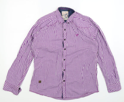 American Eagle Outfitters Mens Purple Check   Button-Up Size L