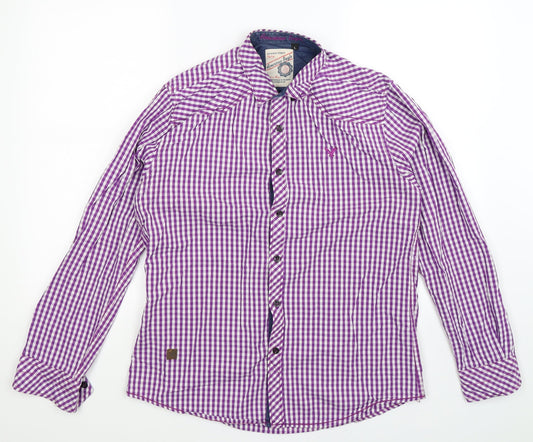 American Eagle Outfitters Mens Purple Check   Button-Up Size L