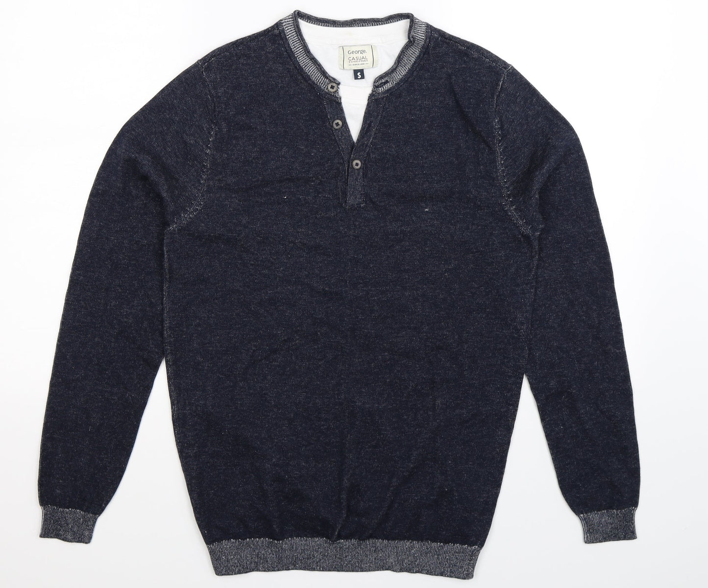 George Mens Blue  Knit Pullover Jumper Size S