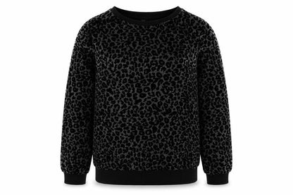 Tu Girls Black Animal Print  Pullover Sweatshirt Size 12 Years