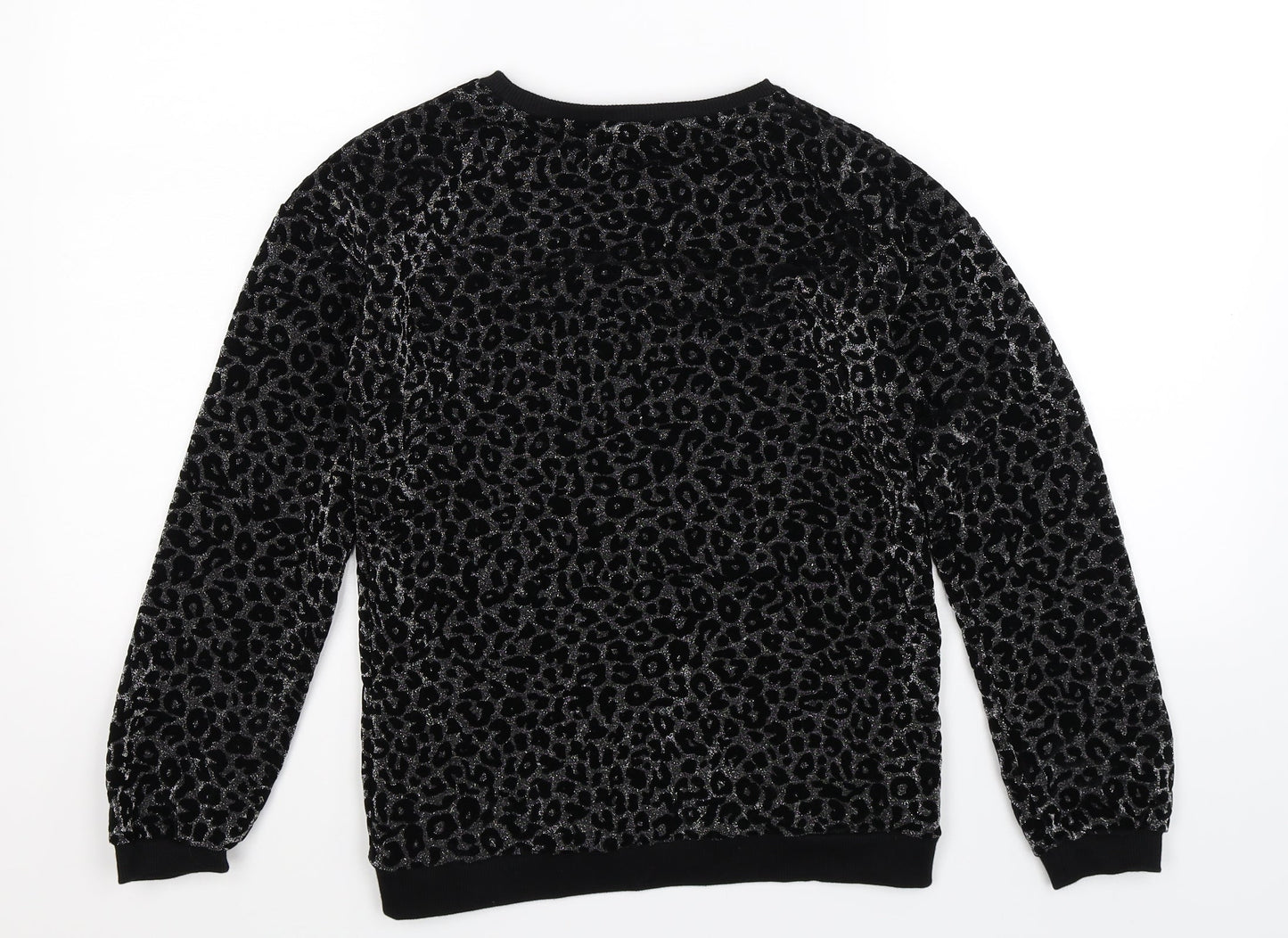 TU Girls Black Animal Print  Pullover Sweatshirt Size 12 Years