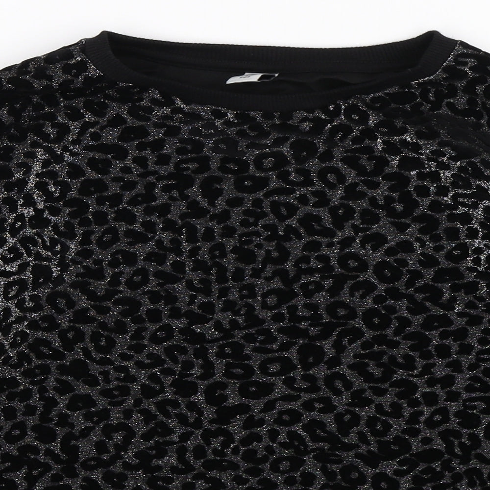 TU Girls Black Animal Print  Pullover Sweatshirt Size 12 Years