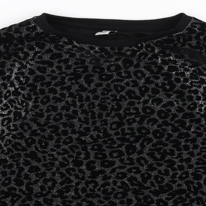 TU Girls Black Animal Print  Pullover Sweatshirt Size 12 Years