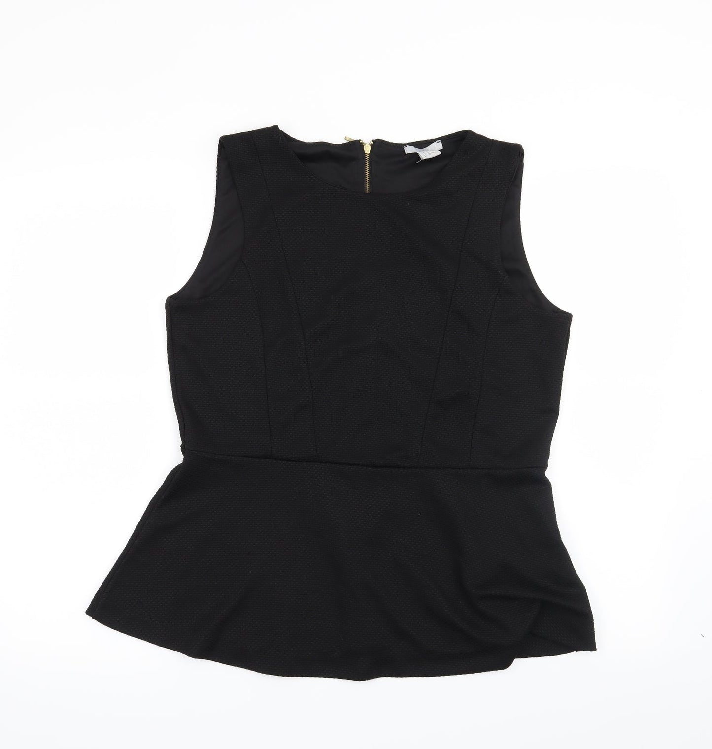 Womens UK Size L H&M Black Basic Blouse