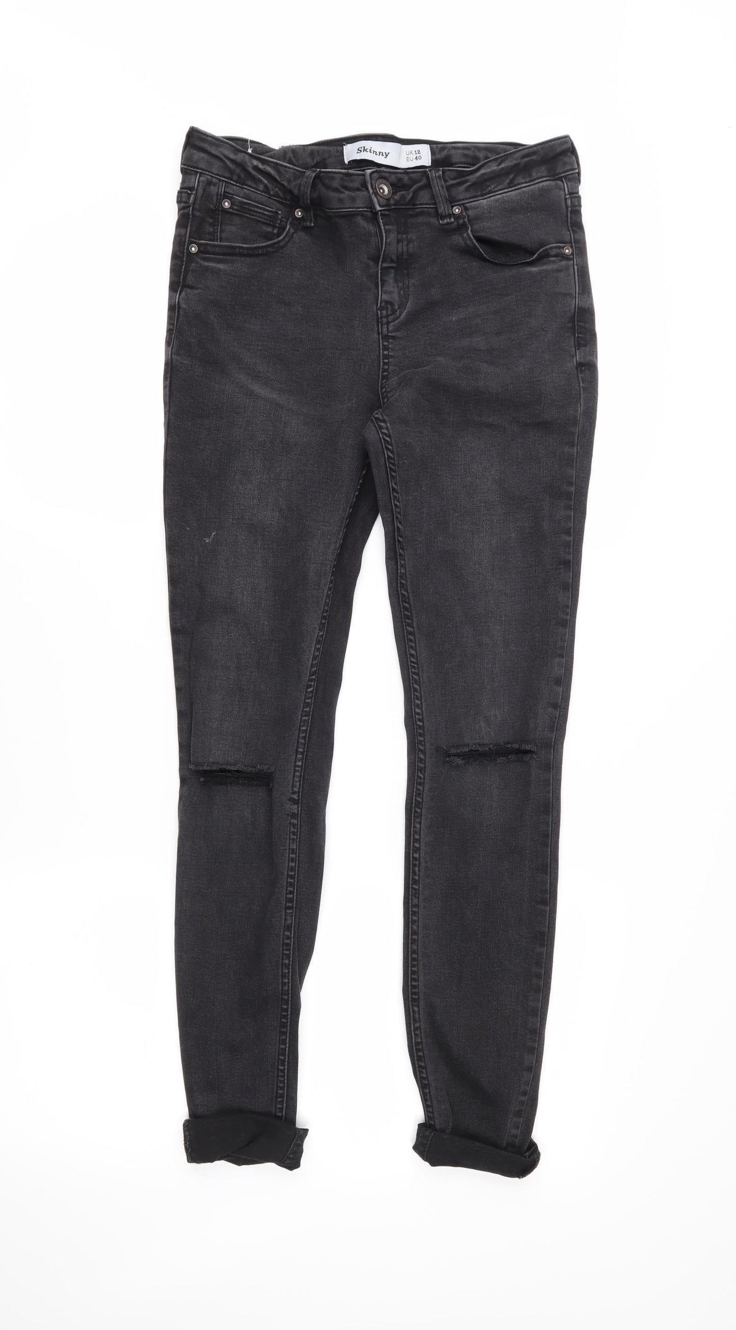 Womens UK Size 12 Skinny Regular Fit Skinny Black Jeans