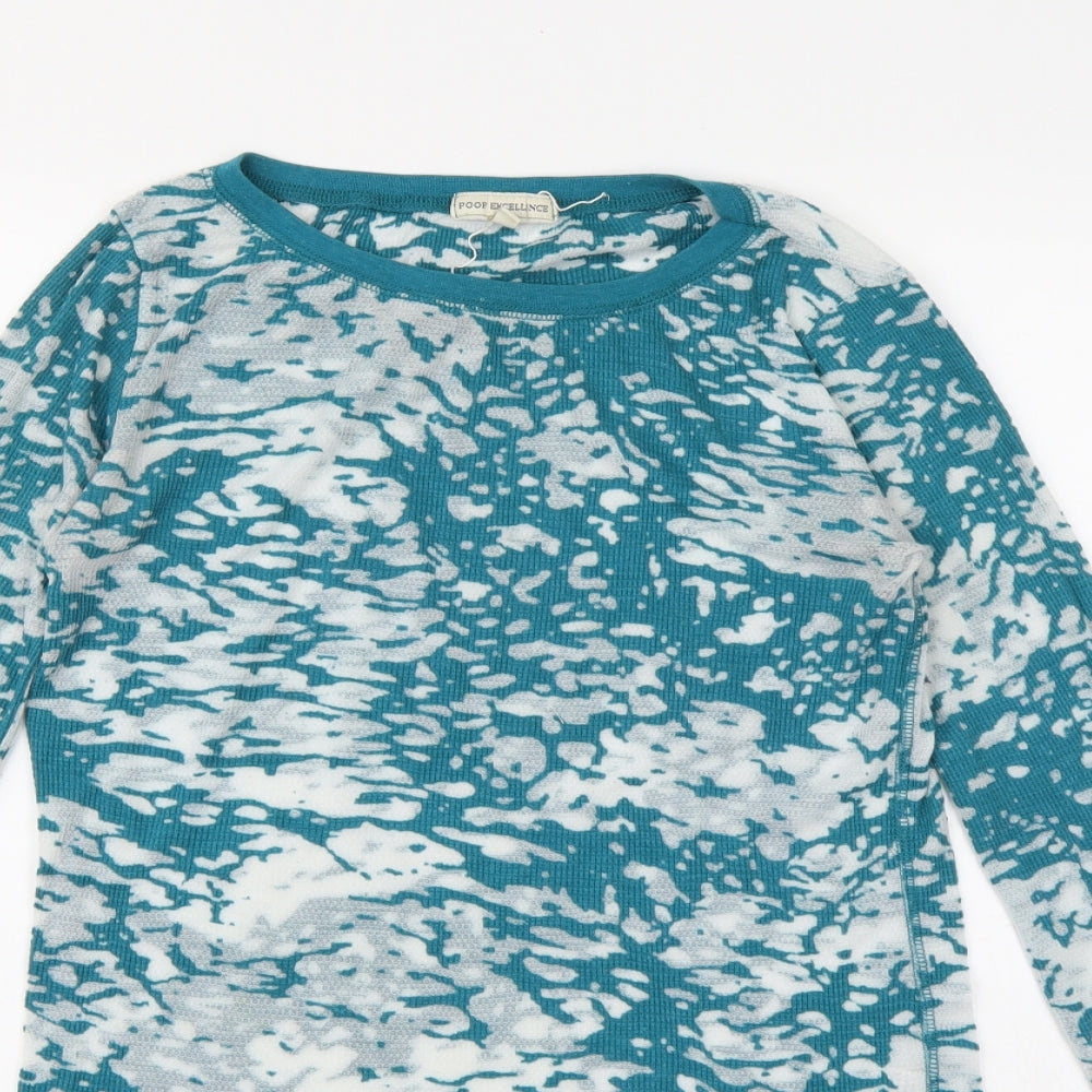Poof Excellence Womens Blue  Knit Pullover Jumper Size L