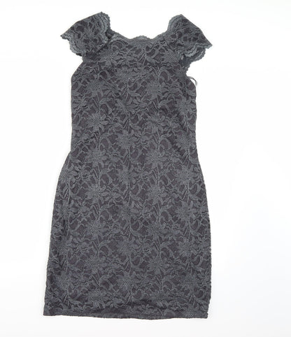 Nightway Womens Grey  Lace Bodycon  Size 10