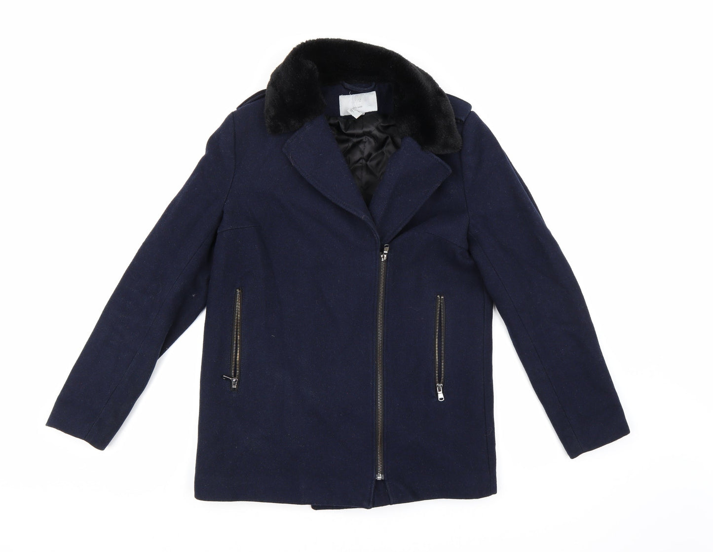 Womens UK Size 8 H&M Blue Pea Coat
