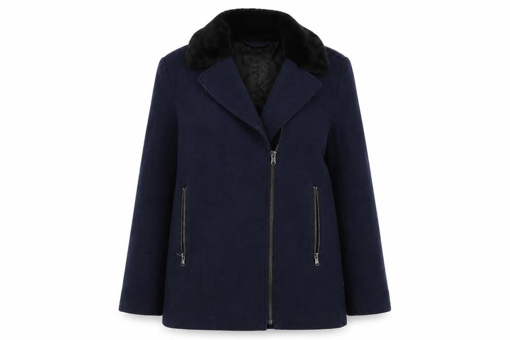 Womens UK Size 8 H&M Blue Pea Coat