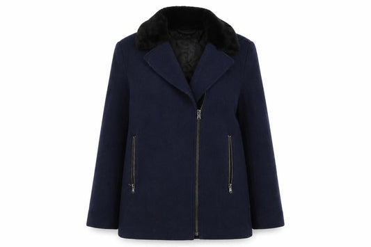 Womens UK Size 8 H&M Blue Pea Coat