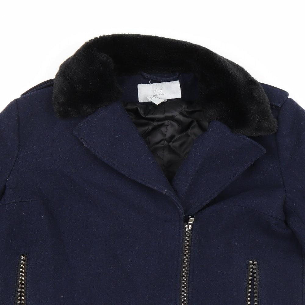 Womens UK Size 8 H&M Blue Pea Coat