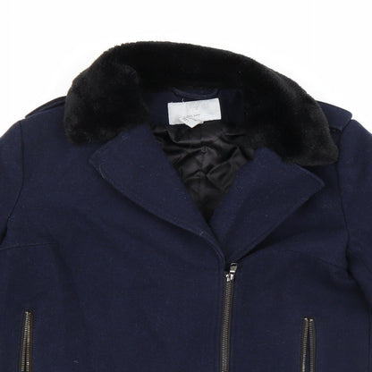 Womens UK Size 8 H&M Blue Pea Coat