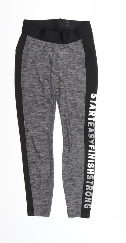 H&M Womens Grey   Pedal Pusher Leggings Size S L26 in