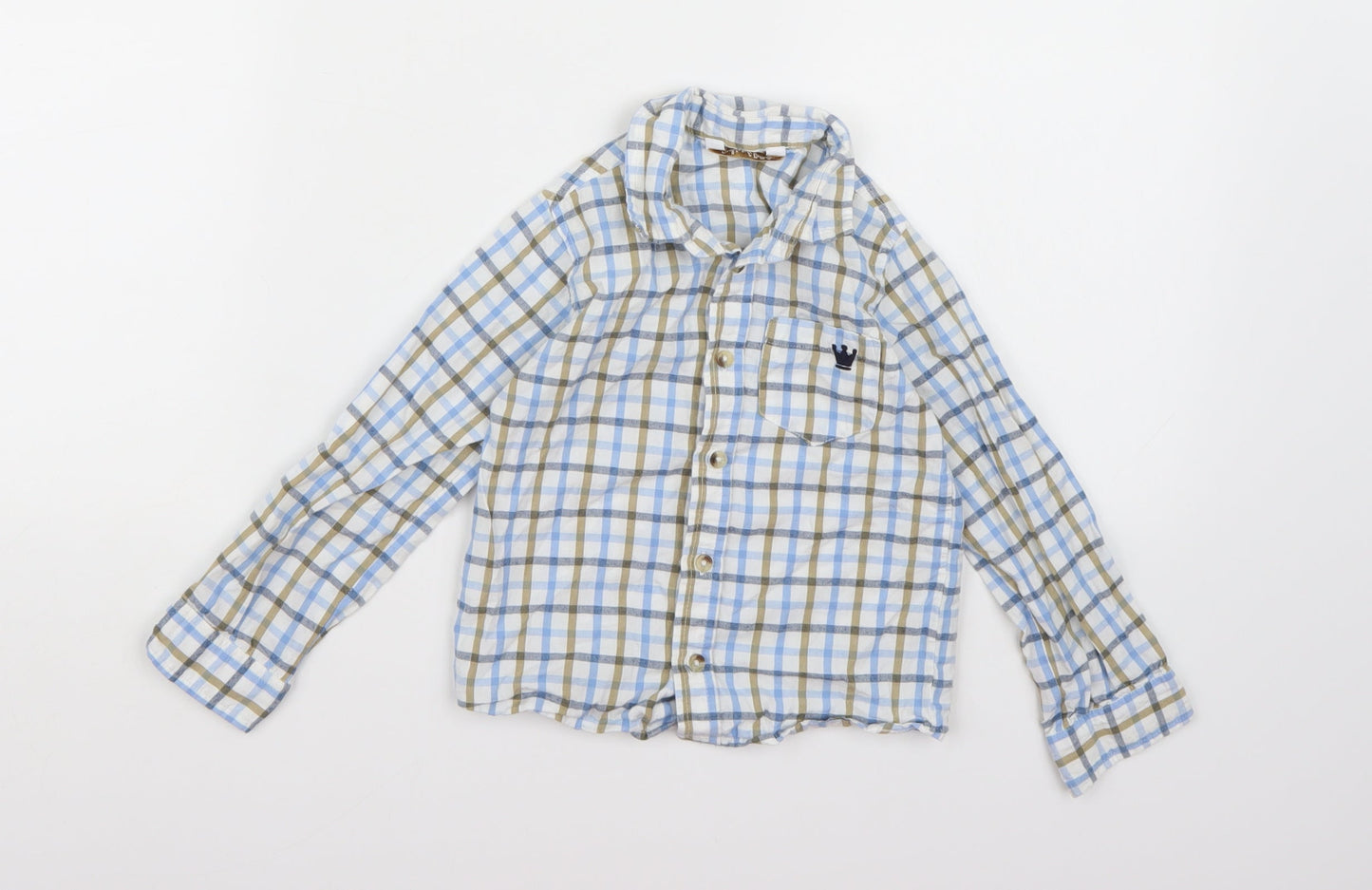 M&Co Boys White Check  Basic Button-Up Size 2-3 Years
