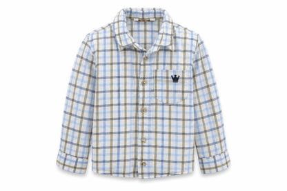 M&Co Boys White Check  Basic Button-Up Size 2-3 Years