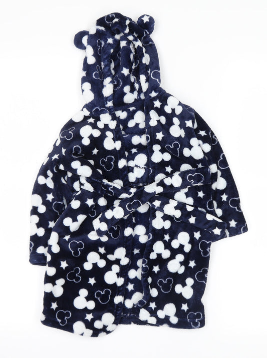 Disney  Blue Polka Dot  Babydoll Robe Size 18-24 Months  - mickey mouse