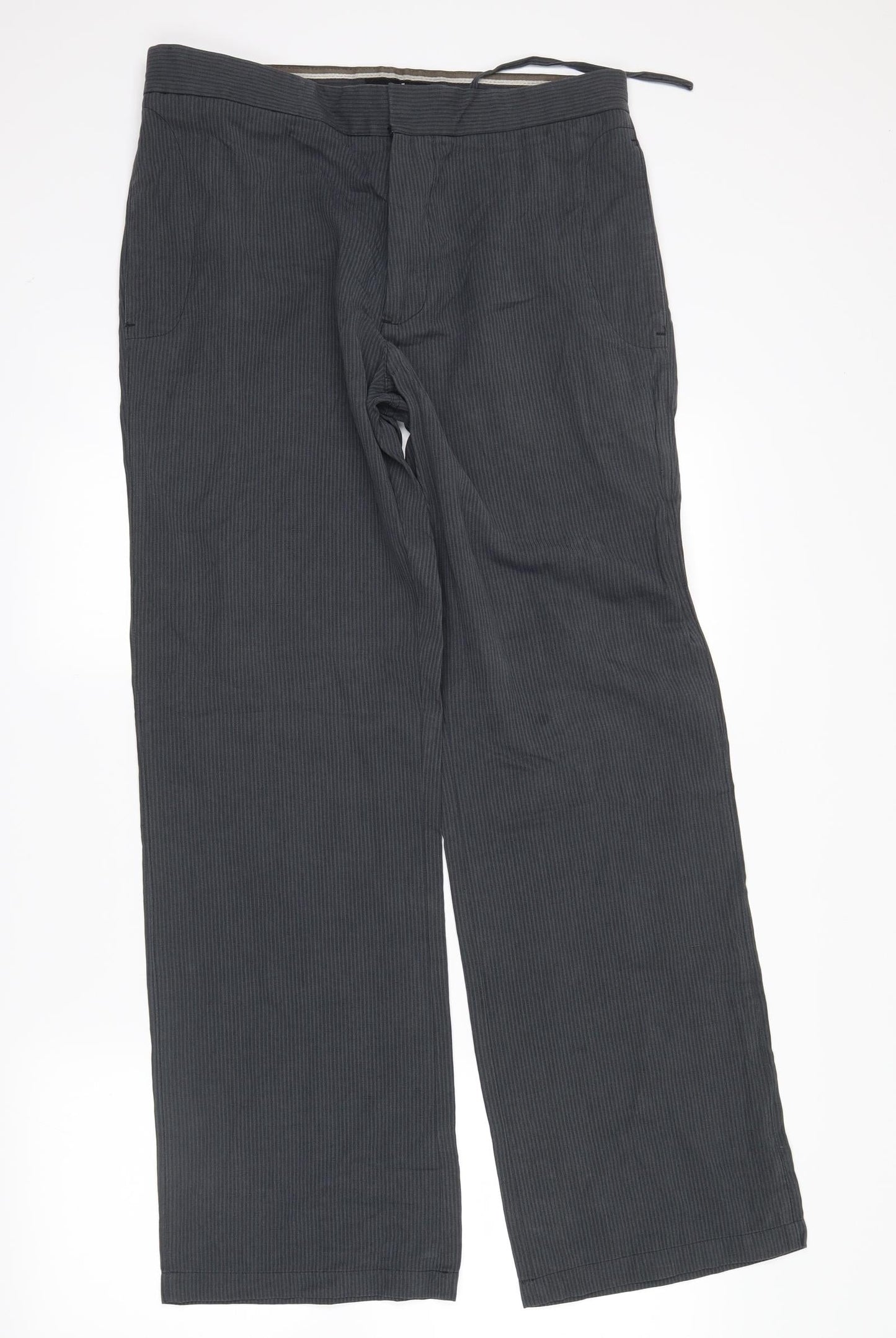 NEXT Mens Grey Striped  Trousers  Size 32 in