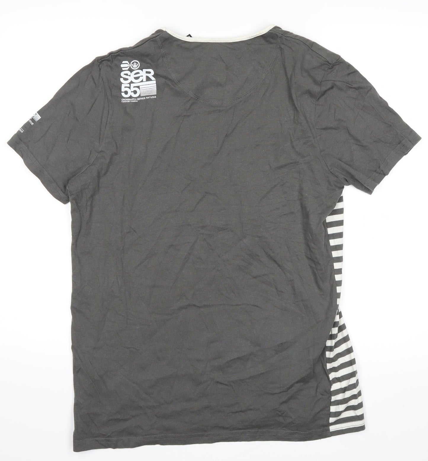 ser 55 Mens Green Striped   T-Shirt Size M