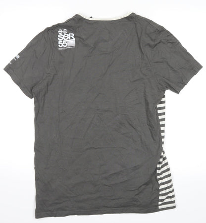 ser 55 Mens Green Striped   T-Shirt Size M