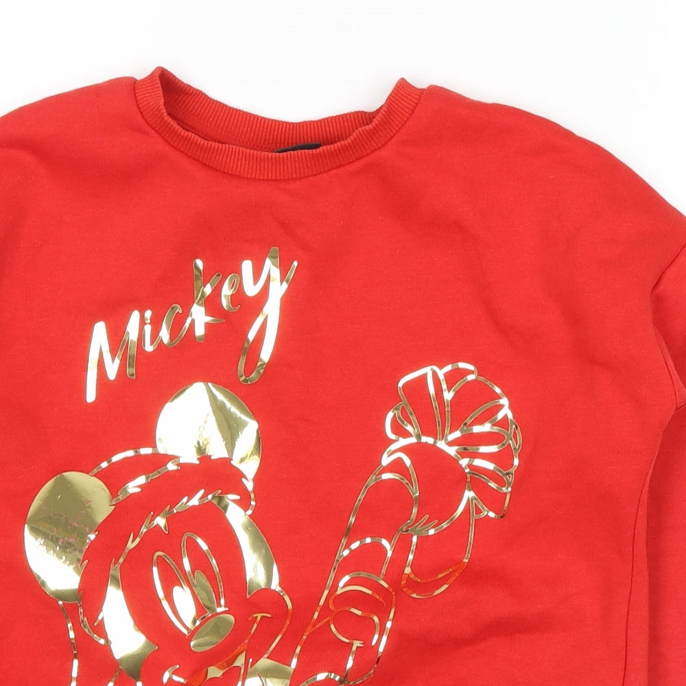 Primark Girls Red   Pullover Sweatshirt Size 9-10 Years  - mickey christmas