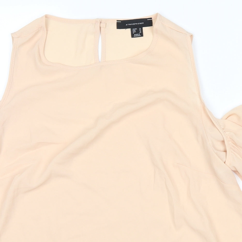 Womens UK Size 14 Atmosphere Beige Basic Blouse
