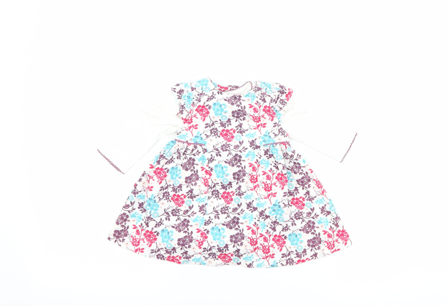 Boots Mini Club Girls White Floral  A-Line  Size 0-3 Months  - babygrow included