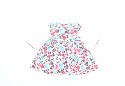 Boots Mini Club Girls White Floral  A-Line  Size 0-3 Months  - babygrow included