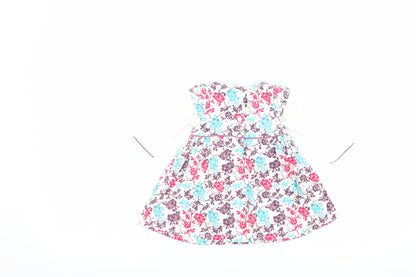 Boots Mini Club Girls White Floral  A-Line  Size 0-3 Months  - babygrow included