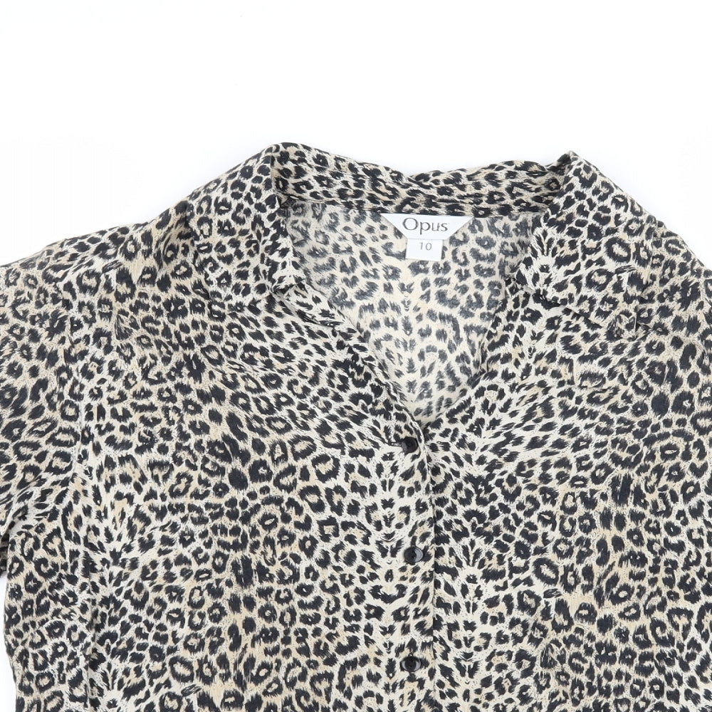 Womens UK Size 10 OPUS Brown Basic Button-Up