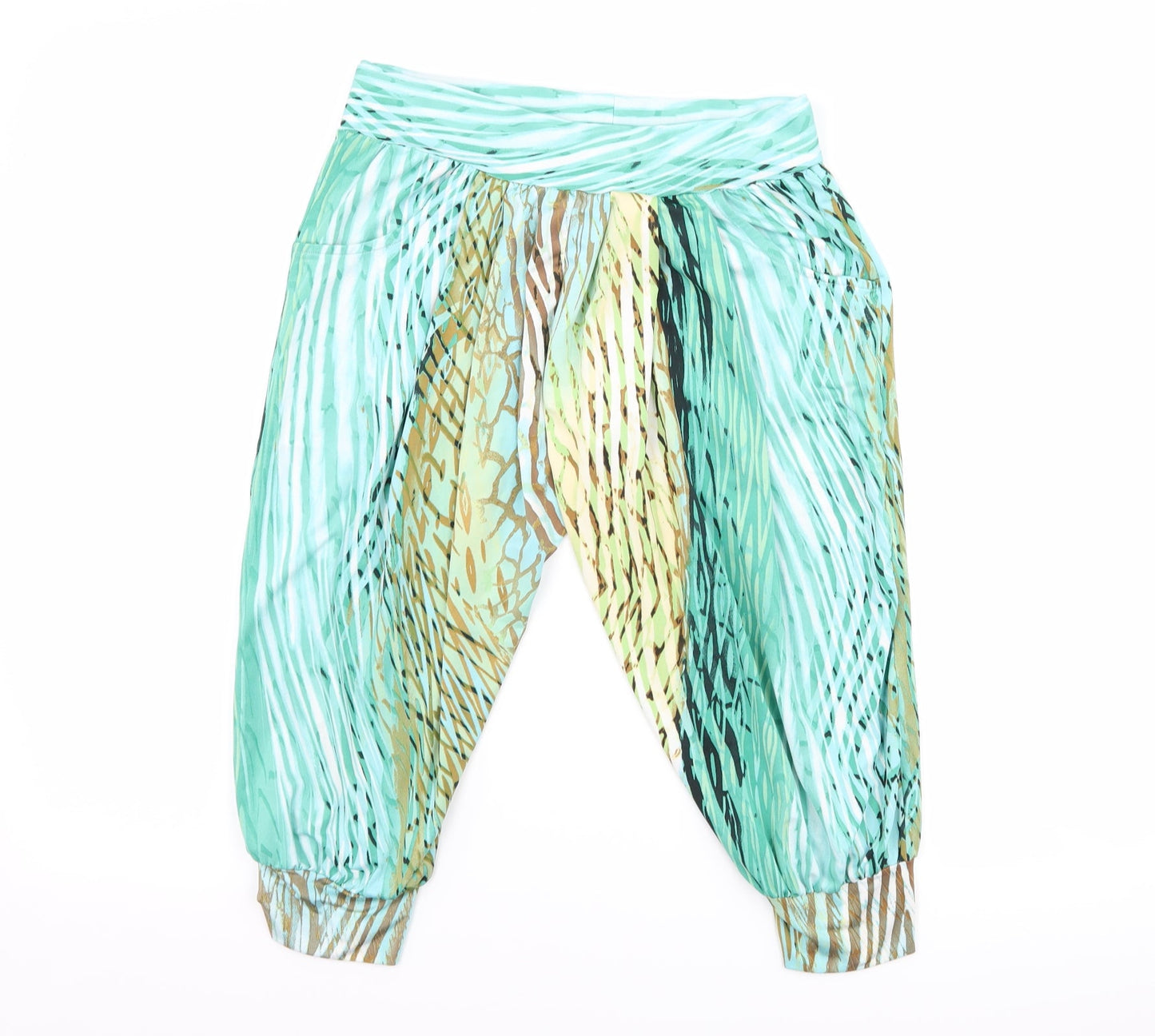 Twill Twenty Two Womens Blue Striped  Cropped Trousers Size L L20 in