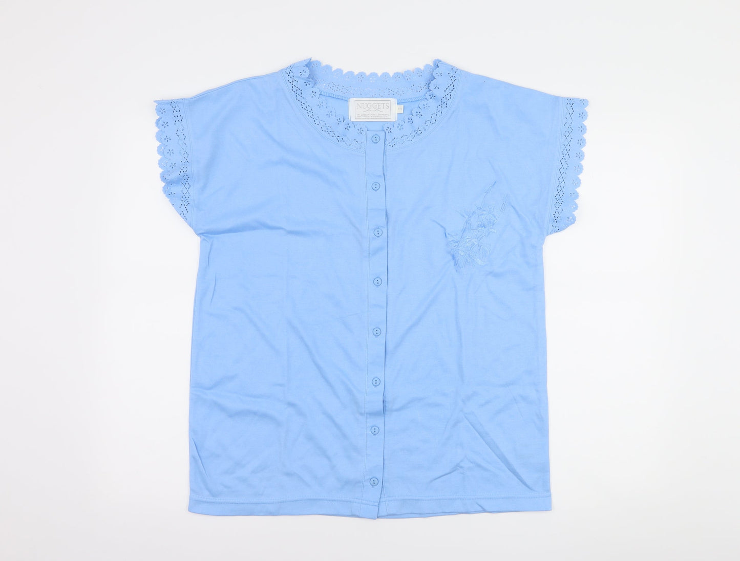 Womens UK Size One Size nuggets Blue Basic Button-Up