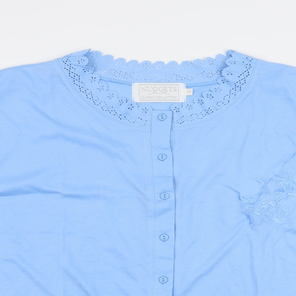 Womens UK Size One Size nuggets Blue Basic Button-Up