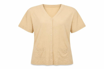 Porte a Porte Womens Brown   Basic Button-Up Size M