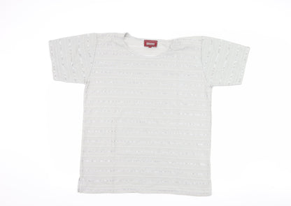 Icecube Womens Grey Striped  Basic T-Shirt Size L