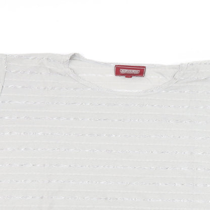 Icecube Womens Grey Striped  Basic T-Shirt Size L