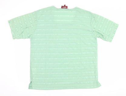 Icecube Womens Green Striped  Basic T-Shirt Size XL