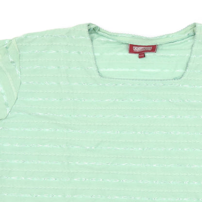 Icecube Womens Green Striped  Basic T-Shirt Size XL