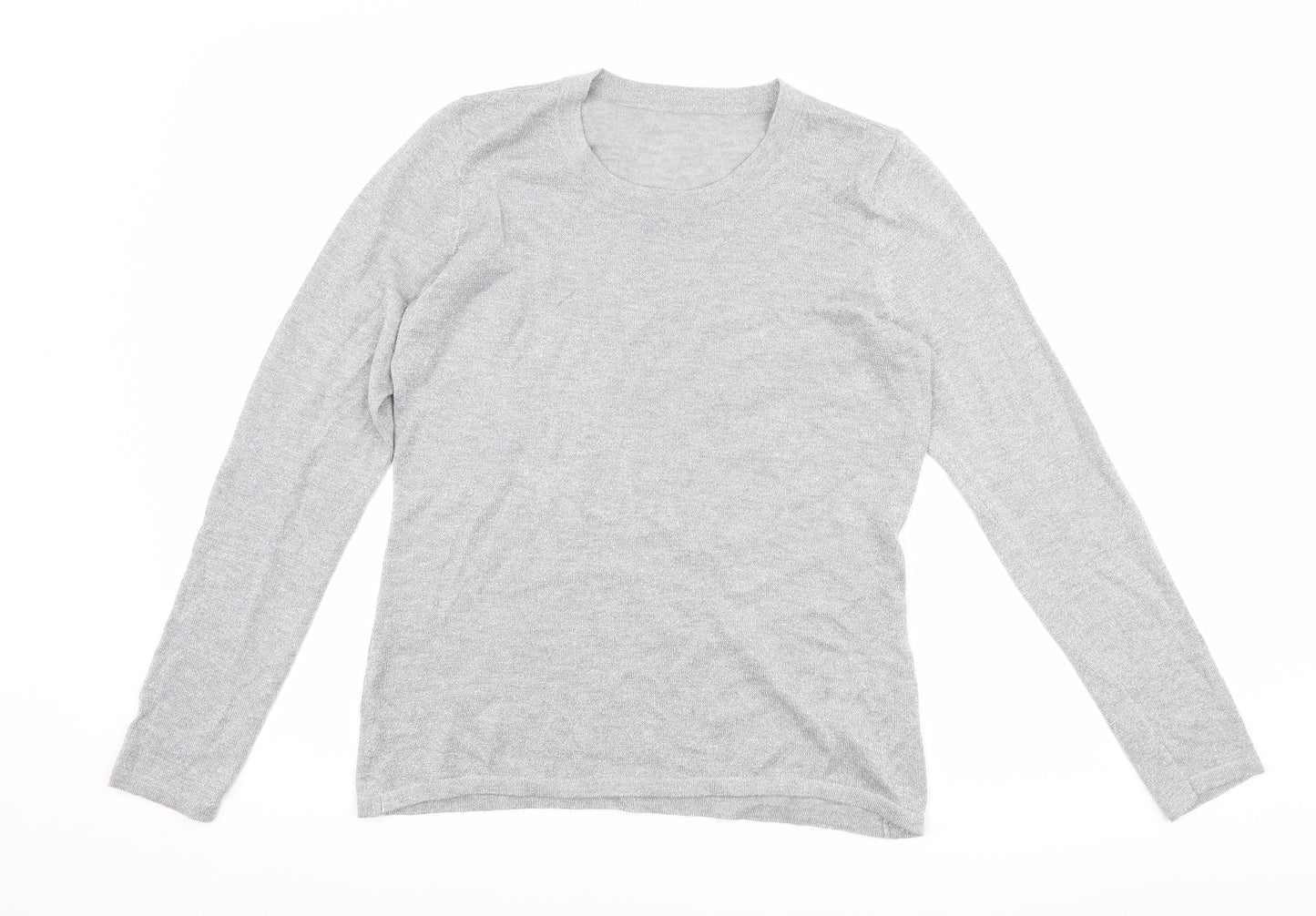 Womens UK Size S Preworn Silver Basic T-Shirt