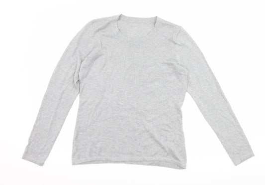 Womens UK Size S Preworn Silver Basic T-Shirt