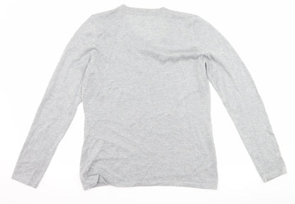 Womens UK Size S Preworn Silver Basic T-Shirt