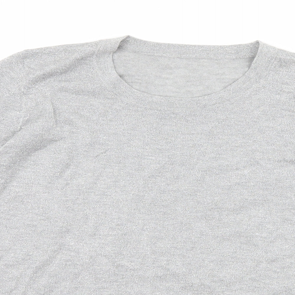 Womens UK Size S Preworn Silver Basic T-Shirt