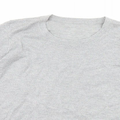 Womens UK Size S Preworn Silver Basic T-Shirt
