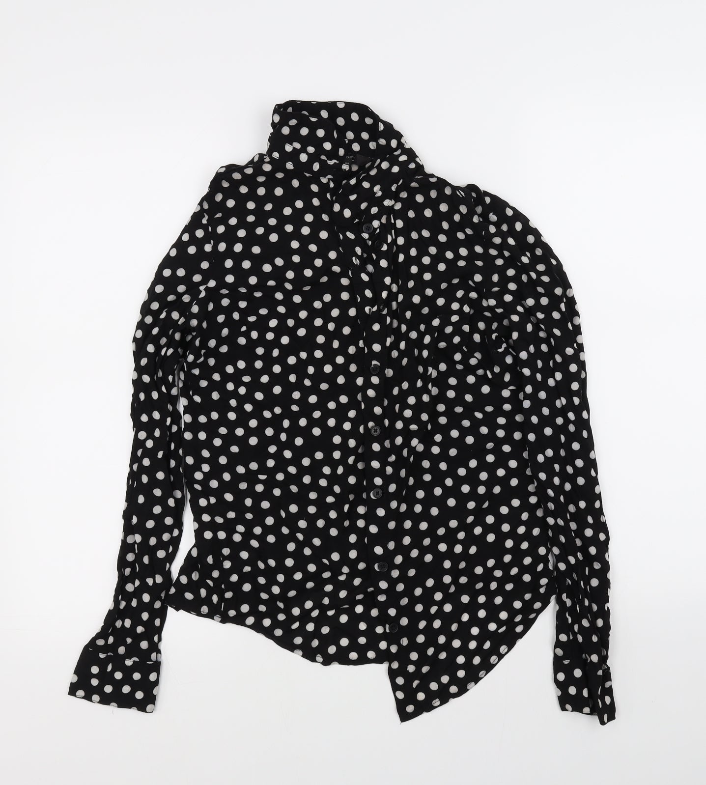 Womens UK Size 8 NEXT Black Basic Button-Up