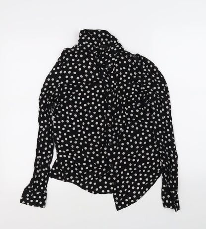 Womens UK Size 8 NEXT Black Basic Button-Up