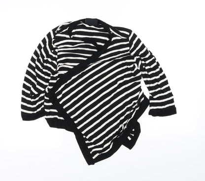 Wallis Womens Black Striped  Cardigan Jumper Size 14