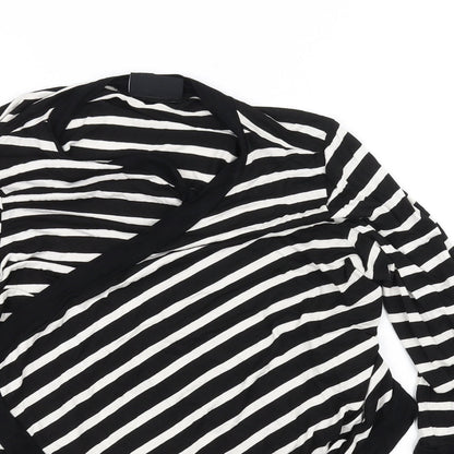 Wallis Womens Black Striped  Cardigan Jumper Size 14