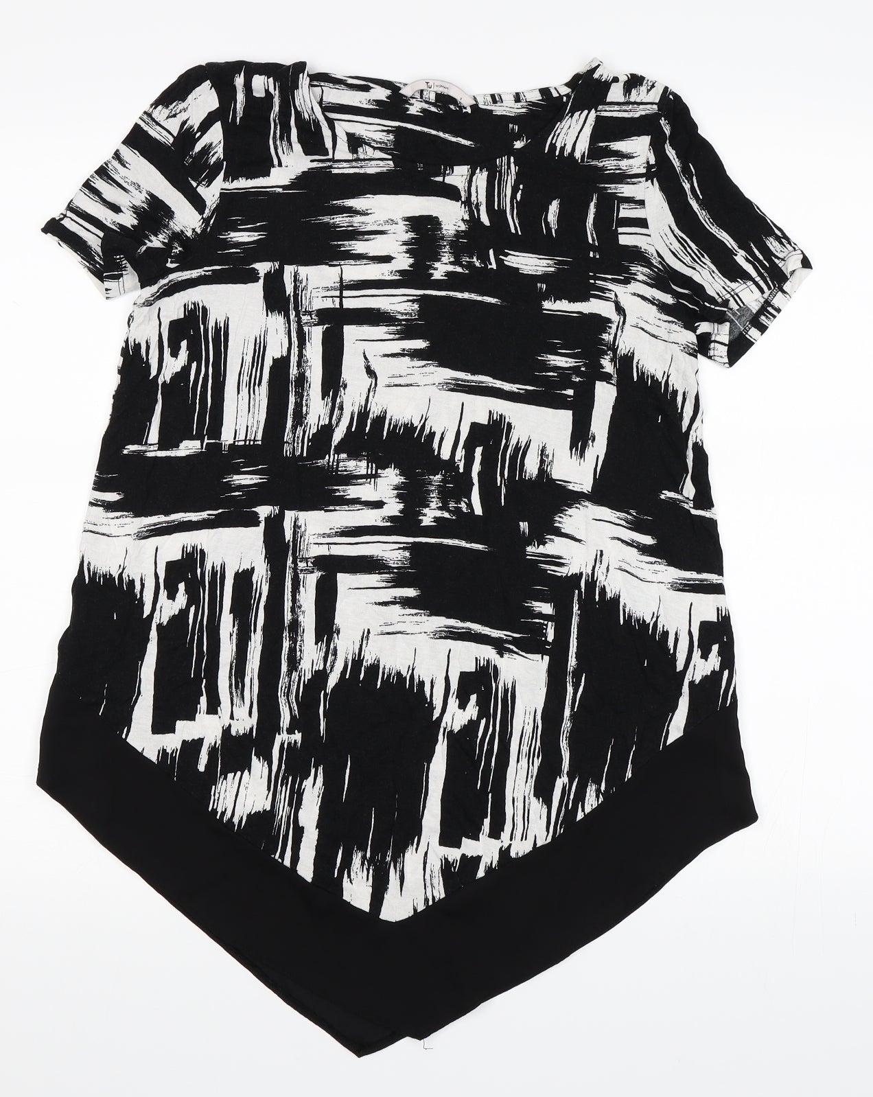 TU Womens Black Striped  Basic T-Shirt Size 8